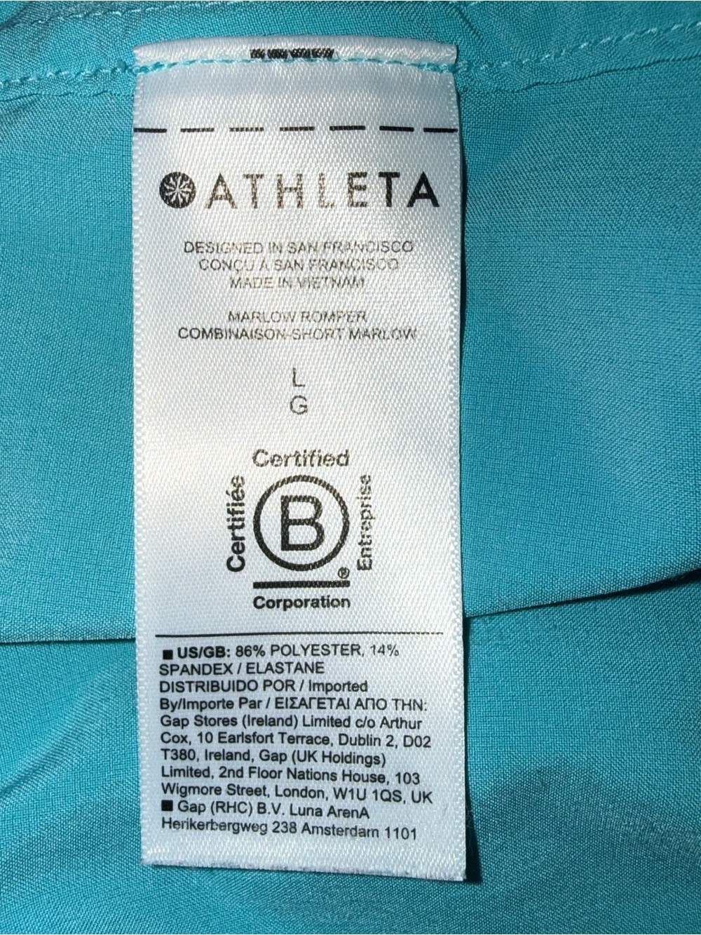 Athleta Marlow Romper Featherweight Stretch Size Large - Picture 7 of 7